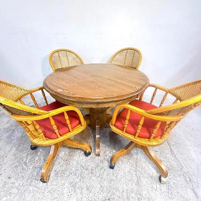 A-America Oak Dining Set with 4 Swivel Caster Chairs