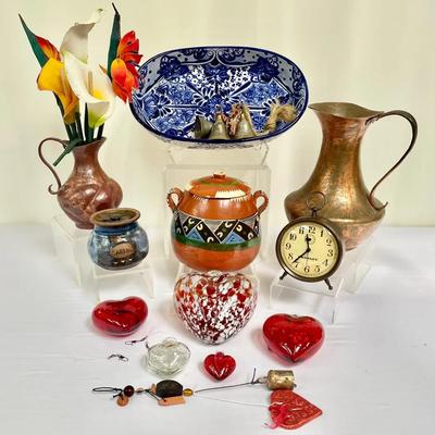 Finely Crafted Decorative Collection Feat. Hand Blown Glass Heart Ornaments