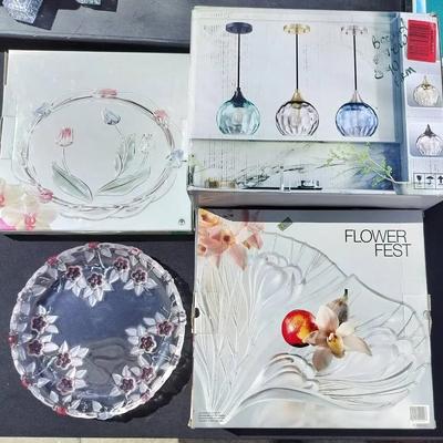 Brand New Hanging Glass Kitchen Lights + Glass Decor Still In Box