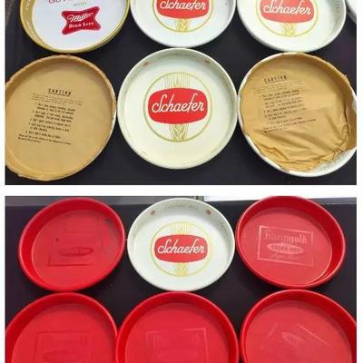 Miller, Schaefer, & Rheingold Beer Trays - Metal And Plastic 