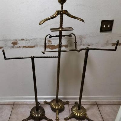 Vintage Brass Valet Butler Stands Set Of 3