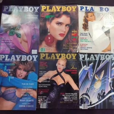6 Playboy Magazines - 1986, 1987, & 1988