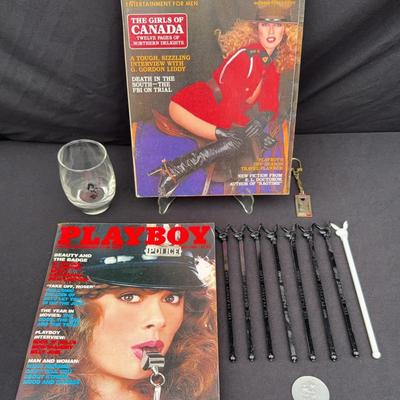 Playboy Magazines From The 80s, Playboy Club Whisky Glass And More 