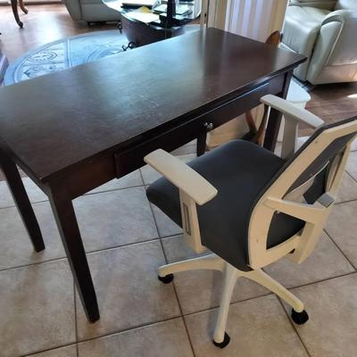 Wooden Single Drawer Office Desk + Adjustable Height Swivel Chair