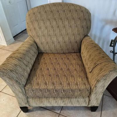 Textured Brown And Beige Upholstered Vintage Armchair