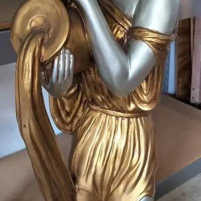 38" Vintage Statue Decorative Gold Tone