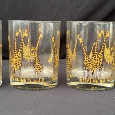 Vintage Tastesetter Double Old Fashion Giraffe Patter Glasses