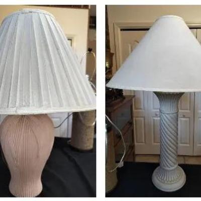 Vintage Rope Lamp Pair + 2 Working Plaster Lamps