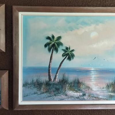 Coastal Beach Side Signed Vintage Paintings