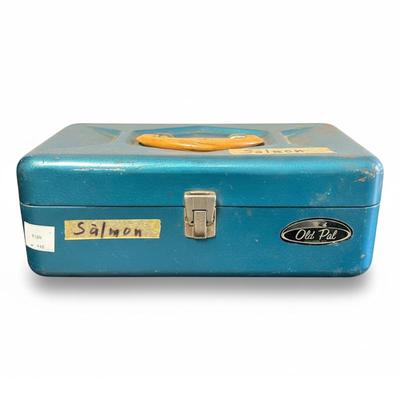 Sale Photo Thumbnail #85: Vintage Old Pal Metal Tackle Box w/ Assorted Lures
