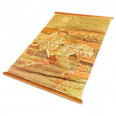 Sale Photo Thumbnail #34: Japanese Woven Textile Wall Hanging Scroll – Rural Landscape
