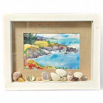 Sale Photo Thumbnail #52: Coastal Scene Shadow Box w/ Art Print & Shells