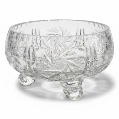Sale Photo Thumbnail #90: Vintage Cut Crystal 3-Footed Bowl, Pinwheel Pattern