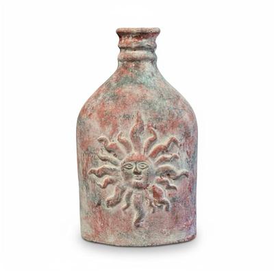 Sale Photo Thumbnail #128: Large Rustic Folk Art Pottery Bottle w/ Sun & Moon
