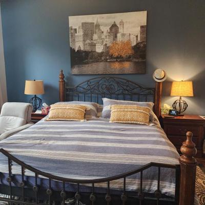 King Bed $300.. Nightstands $100 each Gray Swivel Chair $250