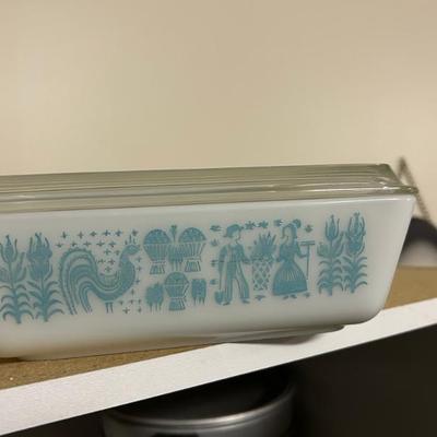 Vintage Pyrex "Amish Blueprint" Refrigerator Dish 