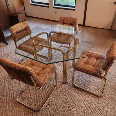 Brass And Glass Dinette Set