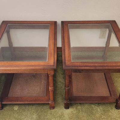 Wood And Glass End Tables