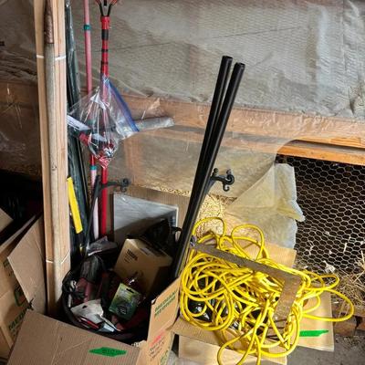 As-Is Mystery Lot Of Garage Items—Tools, Some Gardening, Extension Cords, Solar Lights