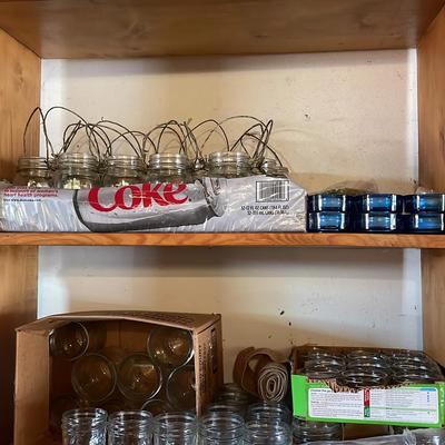 Varied Mason Jars & Blue Candle Holders