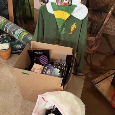 Stetson 7-1/8 Cowboy Hat, Miscellaneous Halloween Decor & “Elf Costume” Large