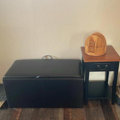 Storage Ottoman With Extra Seating & Side Table 