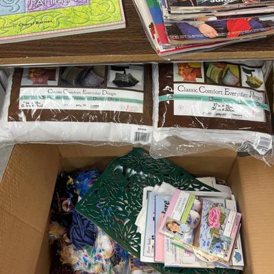 Assortment of Vintage Knitting & Sewing Magazines, Yarn, Pillow Forms & More