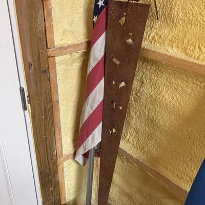 Don’t Tread On Trump Flag, Assorted American Flags, Antique Decorative Stand & Antique Clay Crock