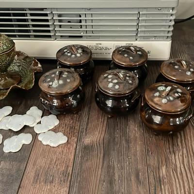 Brown Glazed Pots & Other Glassware 