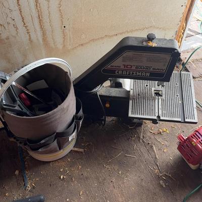 Sears Craftsman 10” Motorized Band Saw & Tool Bucket With Tool Assortment