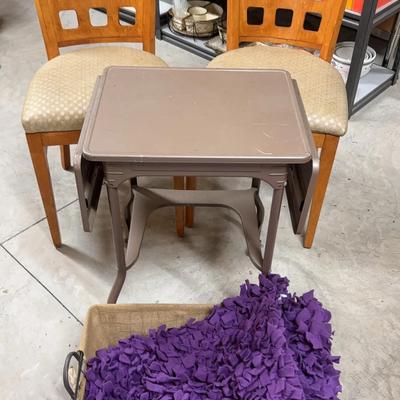 Vintage Luxco Typewriter Stand, Pair Of Chairs, Basket & 3 Small Rugs