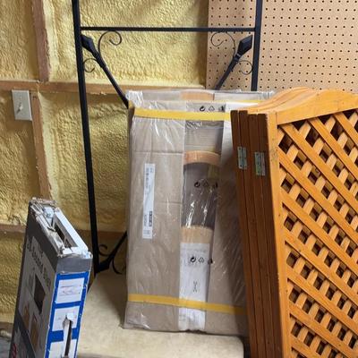 Coat Hanger Seat, Folding Wooden Panel, 2 IKEA Side Tables, 20 Second Folding Shelf, Misc. Storage