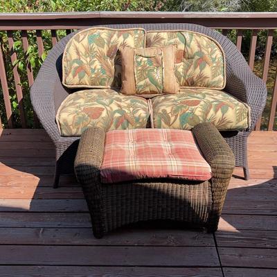 Outdoor Love Seat & Foot Rest & Cover 