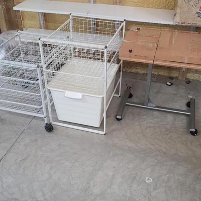 Wire Shelves & Adjustable Table & Acrylic Sewing Table