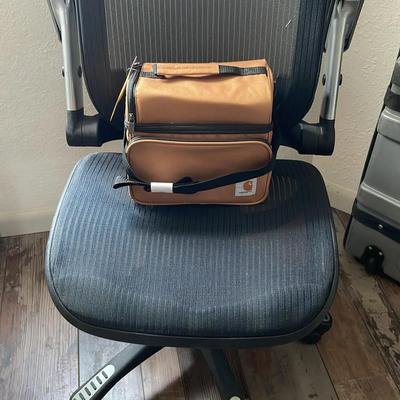 Office Chair with Moveable Arms and Brand New Carhartt Lunchbox