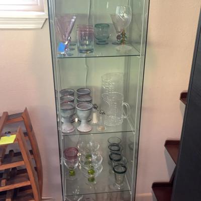 Decorative Glass Shelves & Assortment Of Glassware