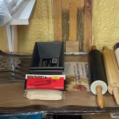 Large Silicone Baking Liners Loaf Pans Rolling Pins and Heavy Metal Trivet 
