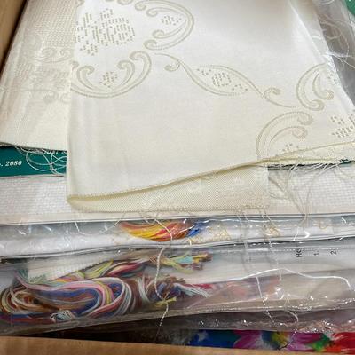 Assortment of Fabric, Embroidery Supplies & Material 