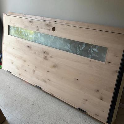 Beautiful Heavy Alderwood Door, Unstained, With Leaf Patterned Glass Panel