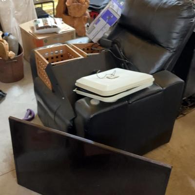 Electronic Recliner, Wall Mounted 36” Samsung TV+legs, The Food PANtrie Hanging Storage 