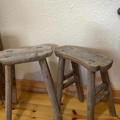 2 Wooden Stools 