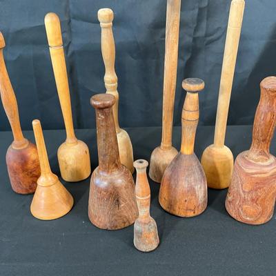 Antique Wooden Butter Mashers | Lot of 10 Primitive Food Mashers & Utensils
