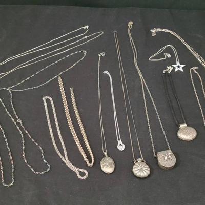 Sterling Silver Necklaces & Lockets Lot | Italy Chains, Pendants & Vintage Jewelry