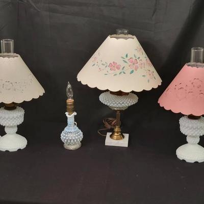 Vintage Hobnail Milk Glass Lamps with Shades | Table Lamp Collection
