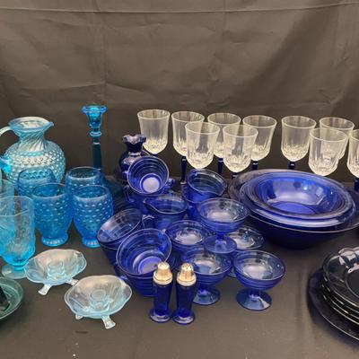 Vintage Blue Glassware Collection | Cobalt, Aqua & Depression Style Plates, Pitchers & Goblets