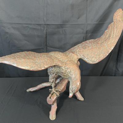 Copper Eagle Sculpture – Large Detailed Bird of Prey with Outstretched Wings, 24" Tall
