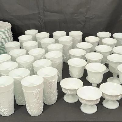 Indiana Colony Harvest Grape White Milk Glass Collection | 118 Pieces