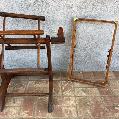 Primitive Wooden Yarn Winder & Folding Embroidery Frame