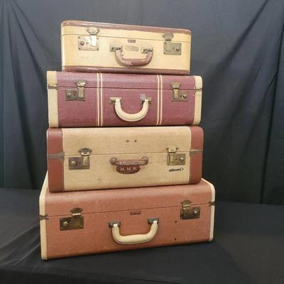 Vintage Suitcases Lot | Nesting Travel Luggage Stack with Retro Style
