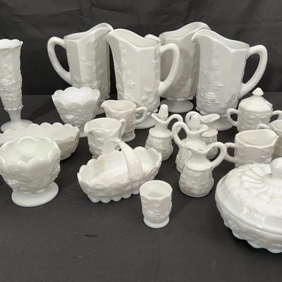 Westmoreland Paneled Grape Milk Glass Collection | Pitchers, Bowls, Covered Dishes & More